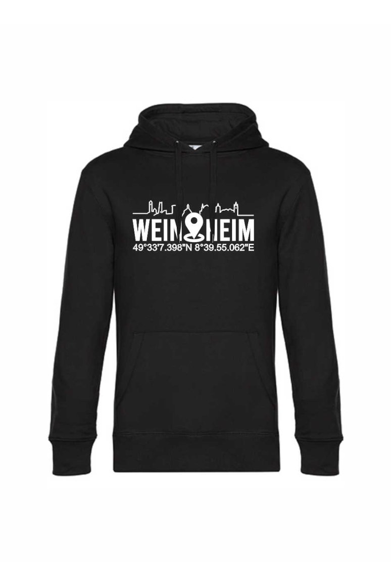 Hoodie Weinheim Koordinaten Standort (Druckfarbe weiß)